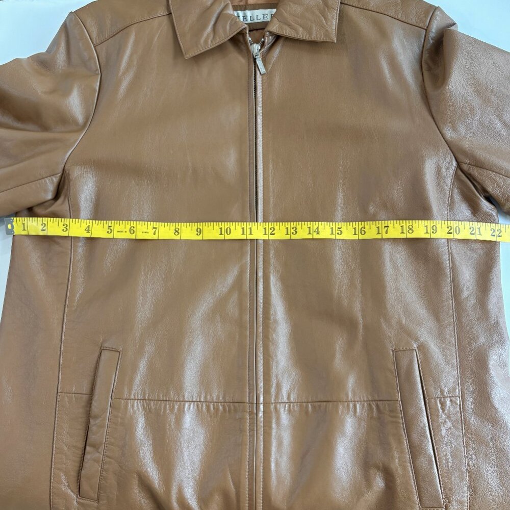Men's Tan Leather Zip-Front Jacket - Picture 11 of 14